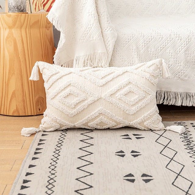 Boho Tufted Cushion Cover — Soft Textured Pillow for Bedroom Layering — Lifestyle 6