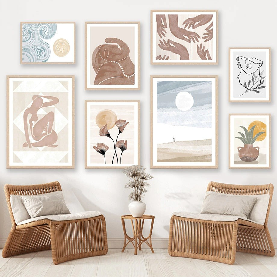 Boho Watercolor Art Canvas Posters — Considered Home Styling — Front view