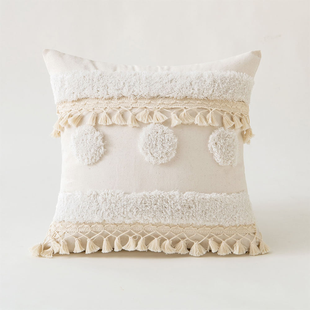 Boho Tassels Tufted Cushion Cover — Soft Textured Pillow for Bedroom Layering — Lifestyle 8