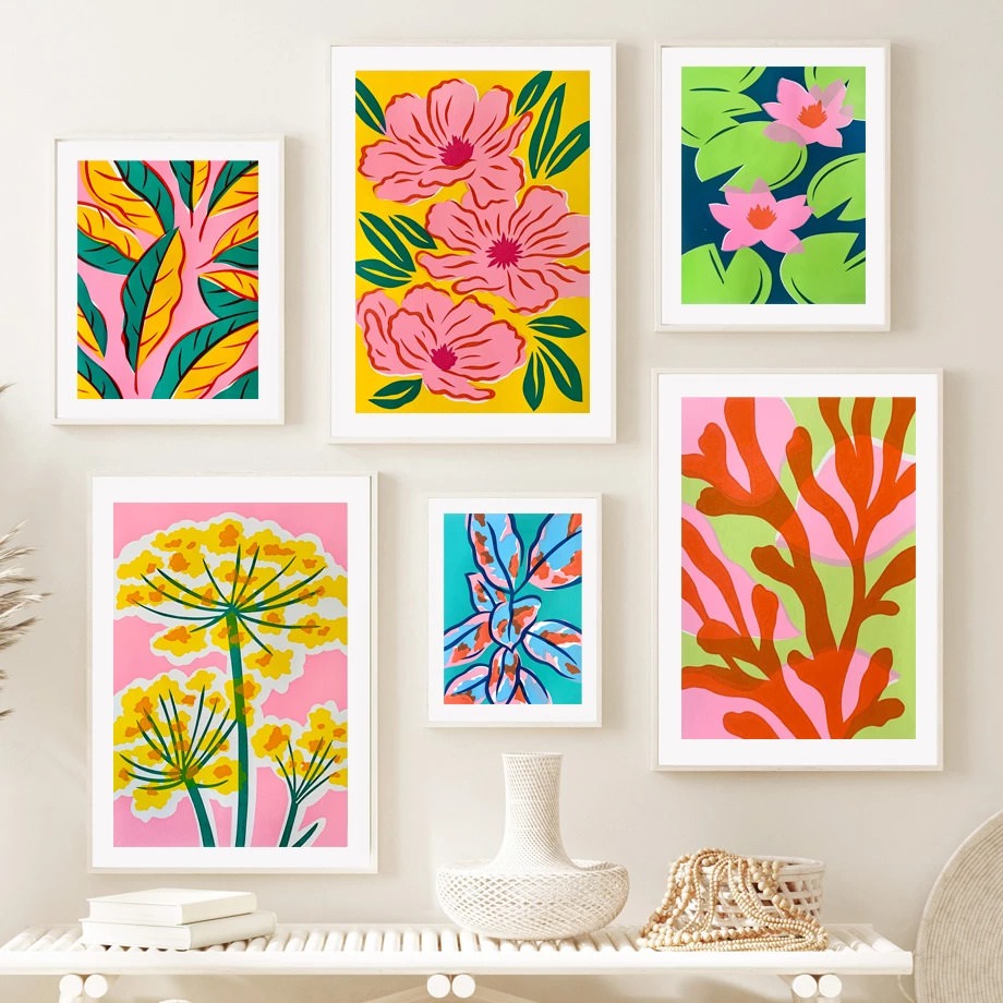 Bright Watercolor Floral Canvas Posters — Considered Home Styling — Detail