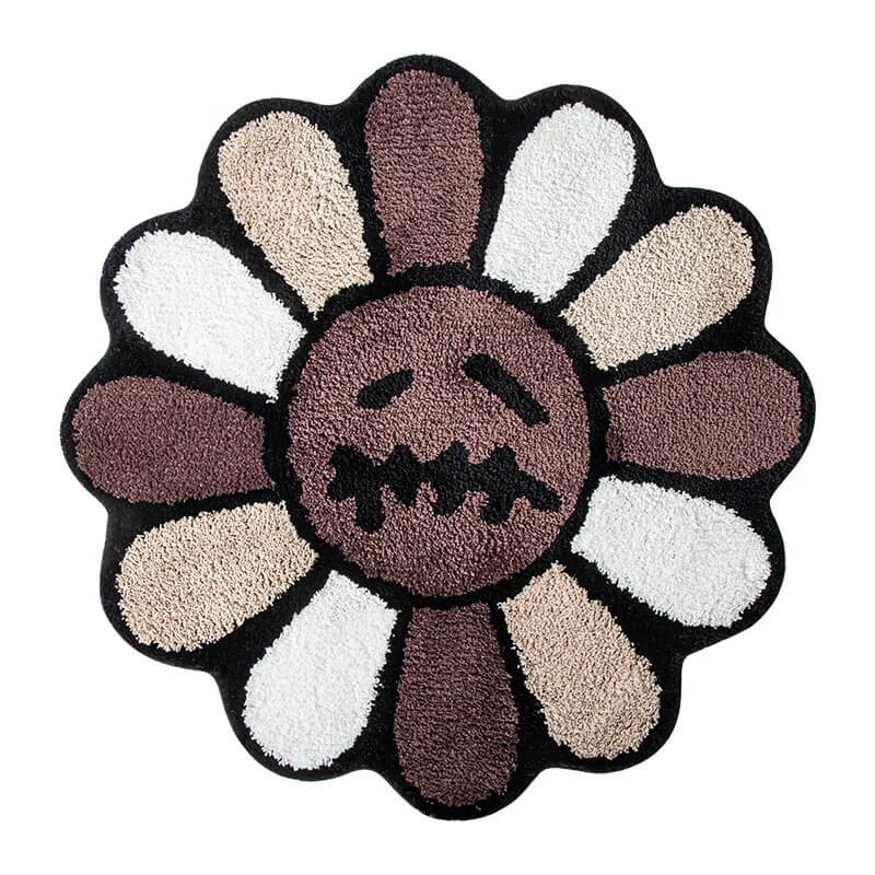 Zombie Daisy Accent Rug — Soft Accent Rug for Bedroom Layering — Front view