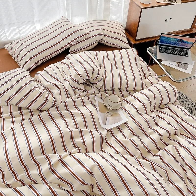 Striped Minimalist Bedding Set — Soft-Touch Cotton Duvet & Pillowcases — Lifestyle 5