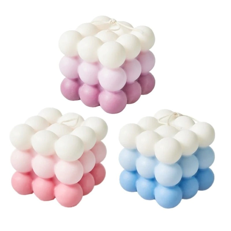 Pastel Gradient Bubble Cube Candle — Considered Home Styling — Front view