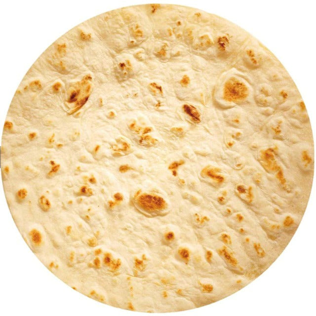 Round Fluffy Tortilla Throw Blanket — Novelty Plush Cover for Lounging and Gifting — Front view