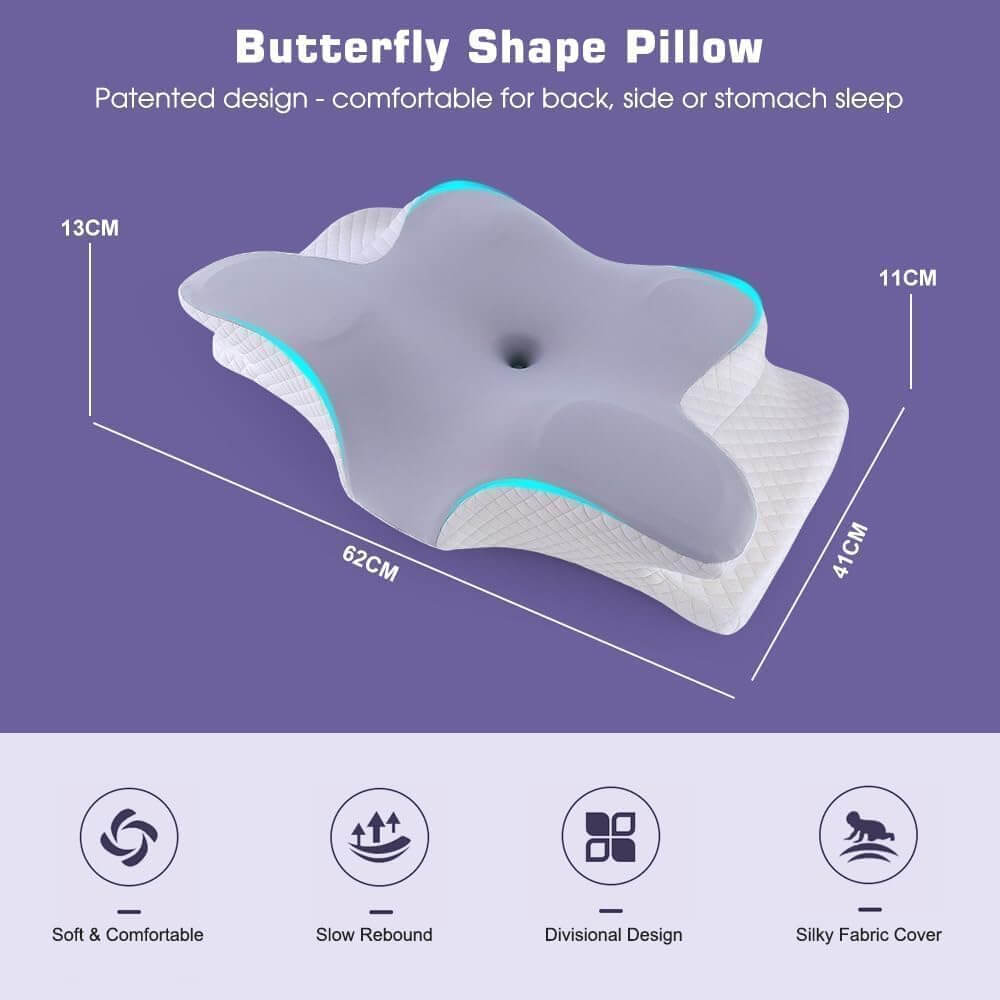 Butterfly Cervical Pillow — Contoured Memory Foam for Restful Sleep