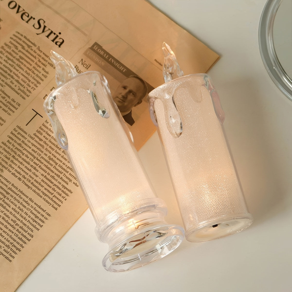 Candle LED Night Light — Flameless Accent Light for Bedside Tables — Lifestyle 6