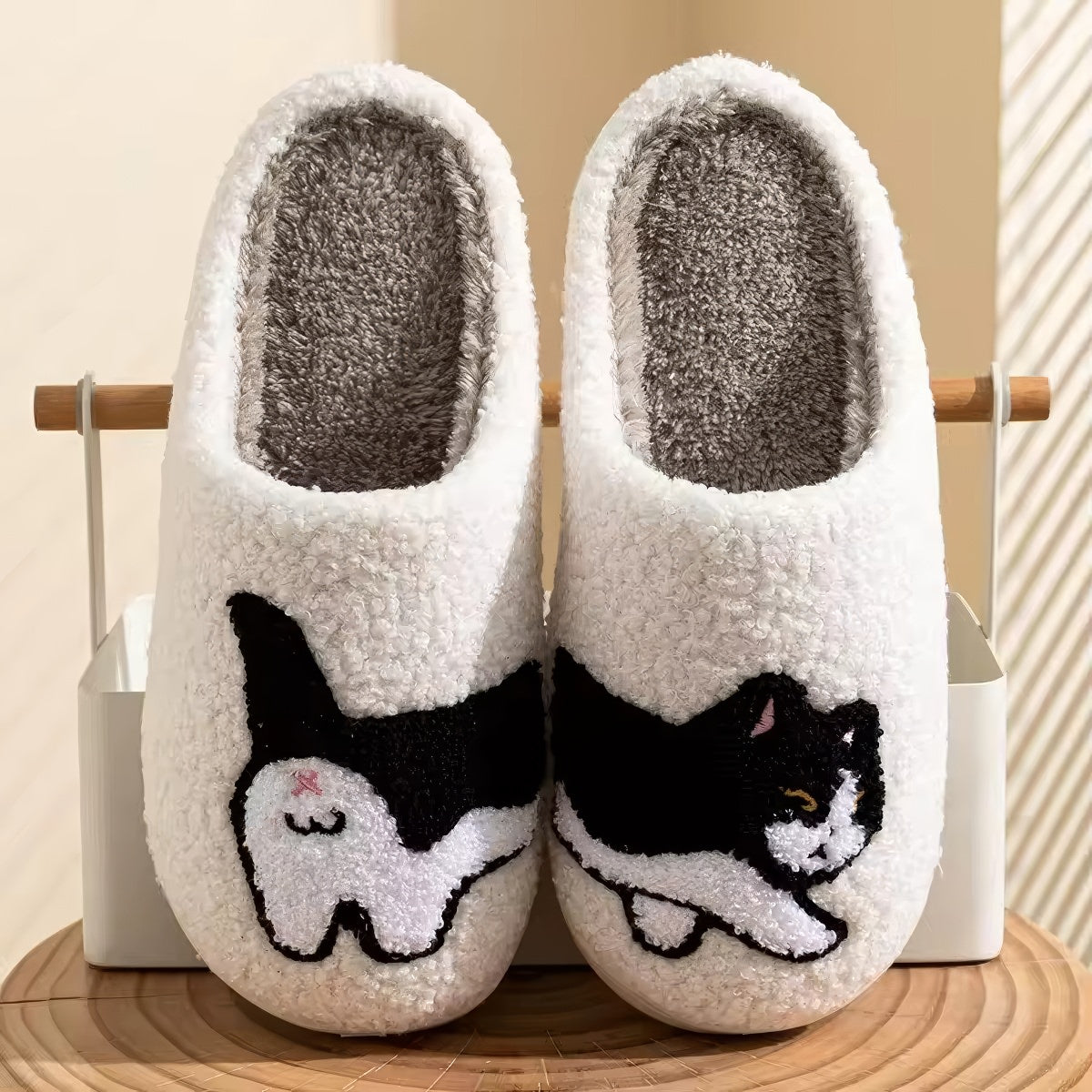 Cat Slippers — Soft Plush House Slippers for Indoor Lounging — Lifestyle 2
