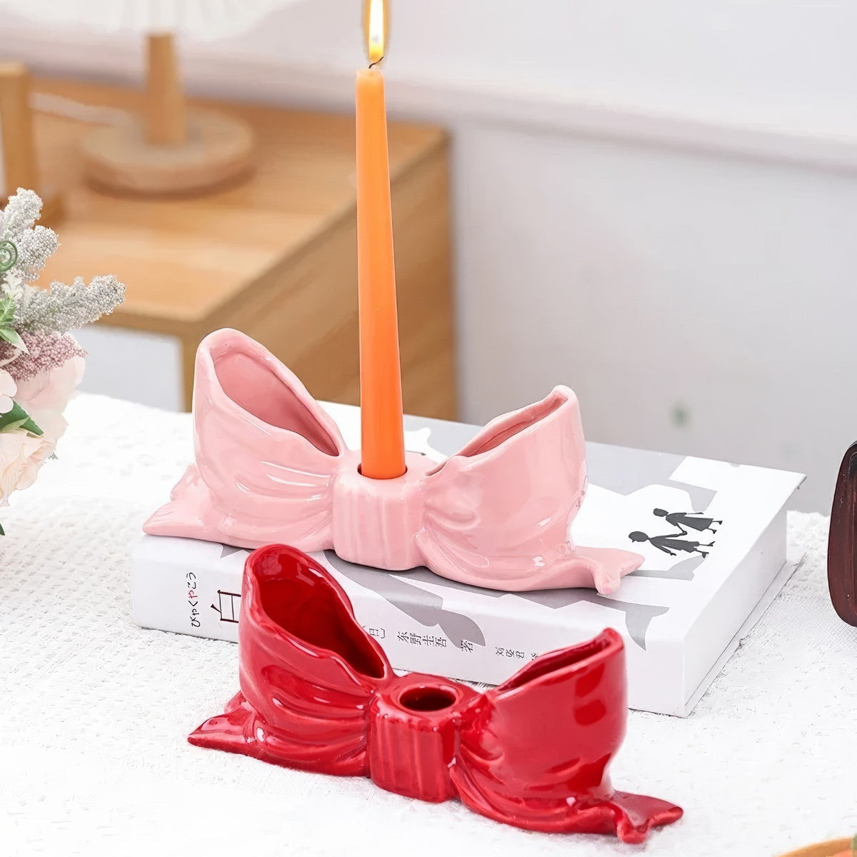 Ceramic Bow-Shaped Candle Holder — Decorative Accent for Considered Styling — Lifestyle 2