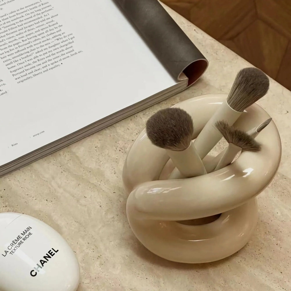 Curvy Ceramic Makeup Brush Holder — Considered Home Styling — Lifestyle 1