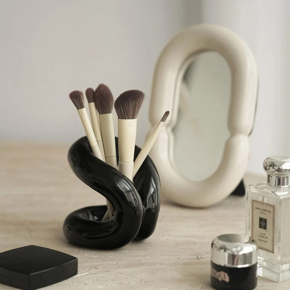 Curvy Ceramic Makeup Brush Holder — Considered Home Styling — Lifestyle 6