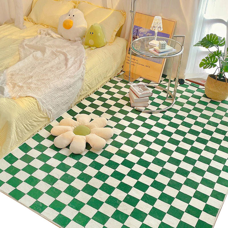Checkered Carpet — Soft Accent Rug for Bedroom Layering — Front view