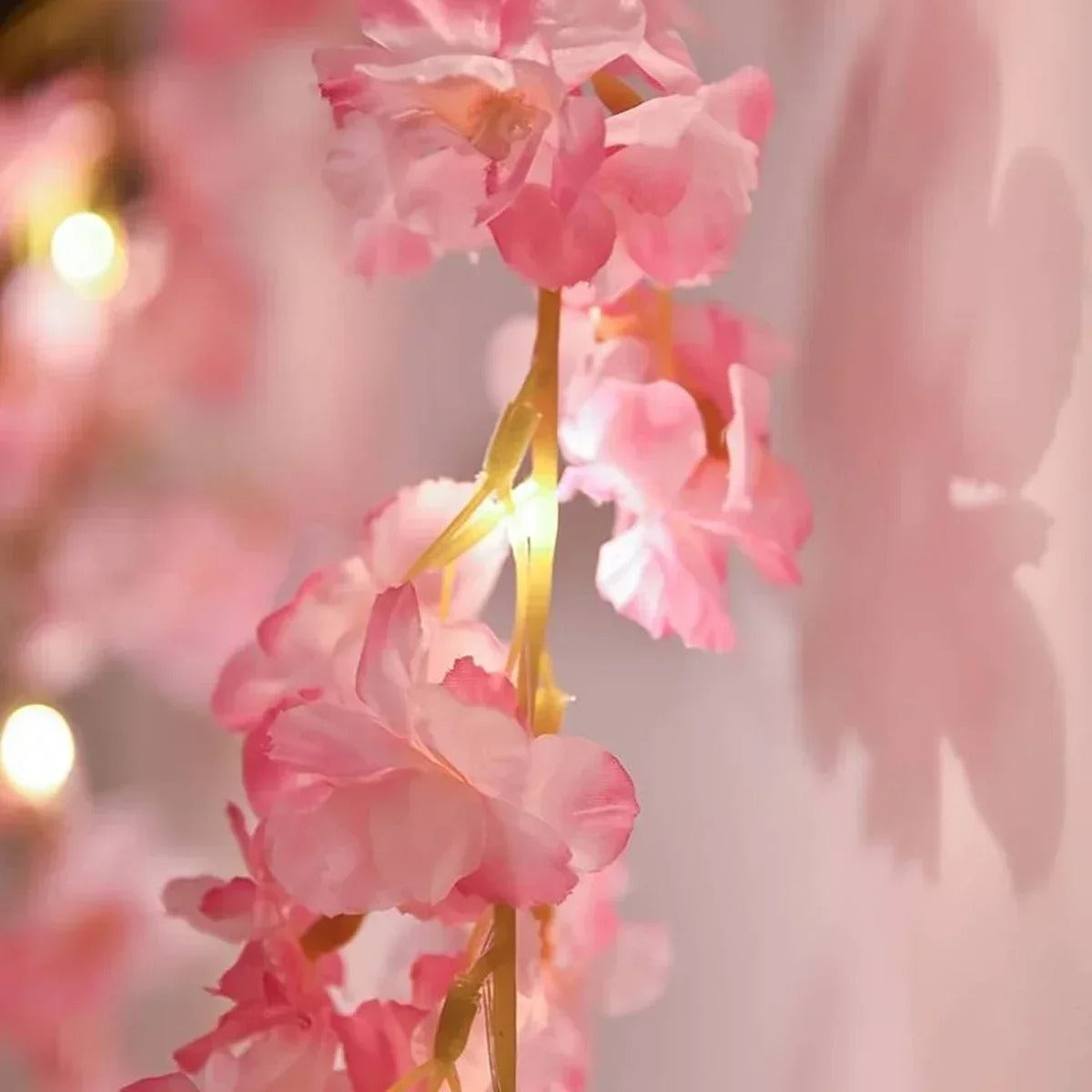 Cherry Blossom Flower Garland String Lights — Warm LED Mood Lighting for Bedside — Lifestyle 3