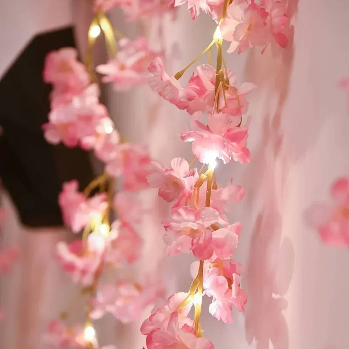 Cherry Blossom Flower Garland String Lights — Warm LED Mood Lighting for Bedside — Lifestyle 2