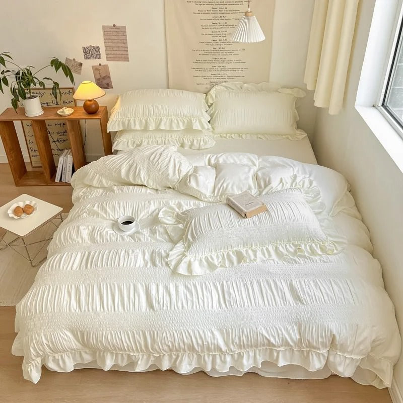Chic Girl Ruffle Bedding Set — Soft-Touch Cotton Duvet & Pillowcases — Lifestyle 2