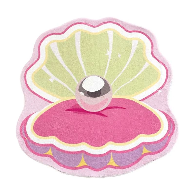 Pink Clamshell Throw Accent Rug — Soft Layered Throw for Couch and Bed — Lifestyle 3