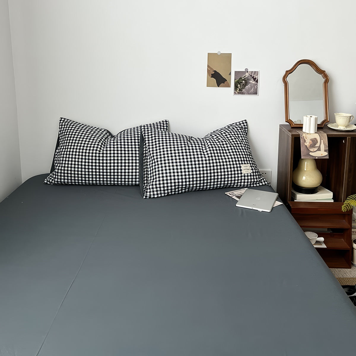 Classic Black Gingham Bedding Set — Soft-Touch Cotton Duvet & Pillowcases — Lifestyle 8