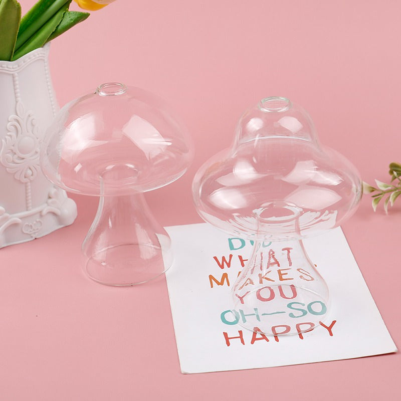 Mushroom Shaped Clear Glass Vase — Decorative Vase for Considered Styling — Lifestyle 3