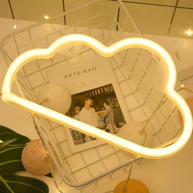 Cloud Neon Sign — Warm LED Mood Lighting for Bedside — Front view