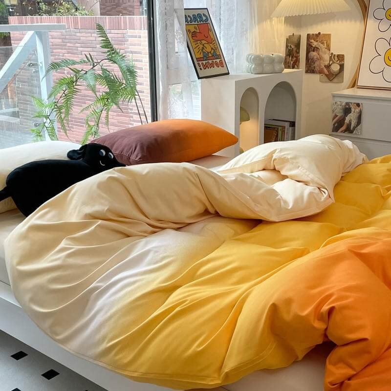 Color Gradients Bedding Set — Soft-Touch Cotton Duvet & Pillowcases — Front view