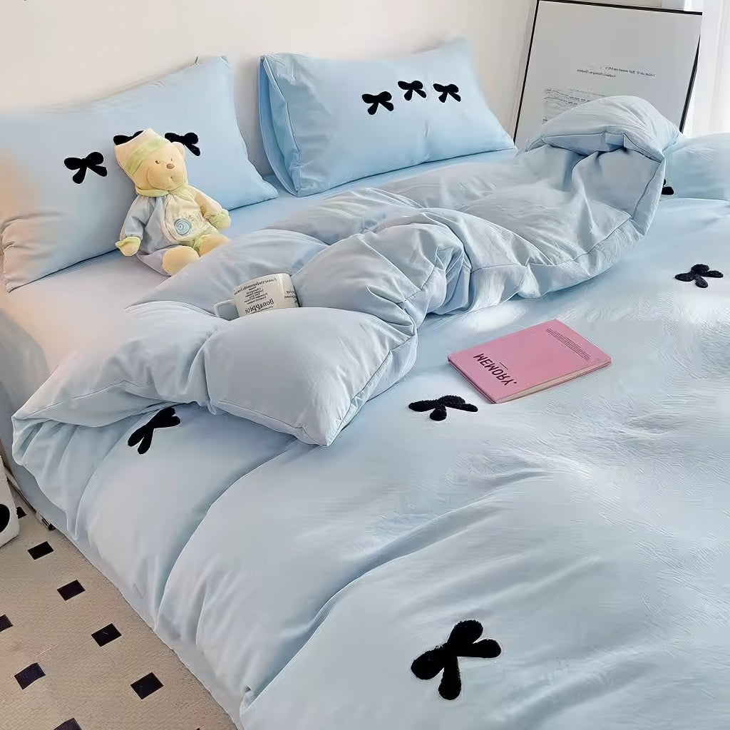Embroidered Bows Bedding Set — Soft-Touch Cotton Duvet & Pillowcases — Lifestyle 5