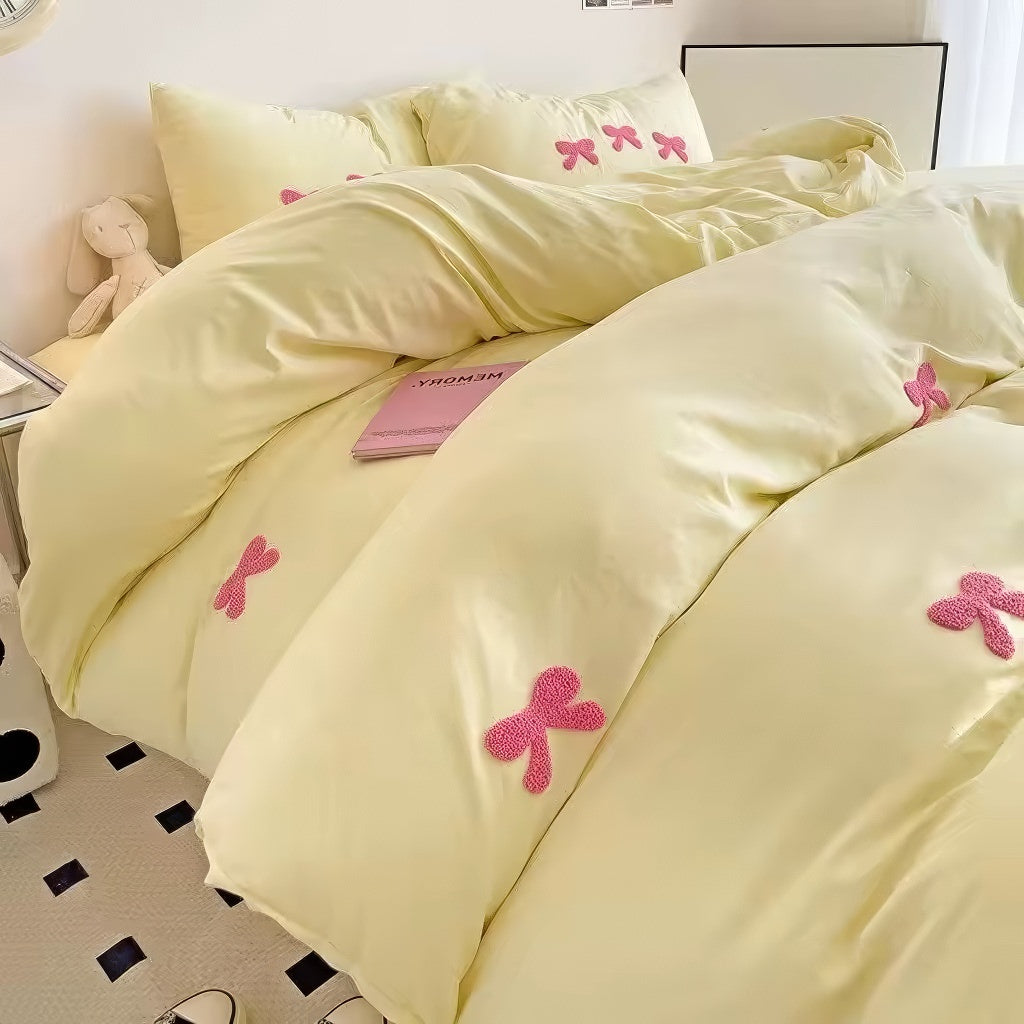 Embroidered Bows Bedding Set — Soft-Touch Cotton Duvet & Pillowcases — Lifestyle 6