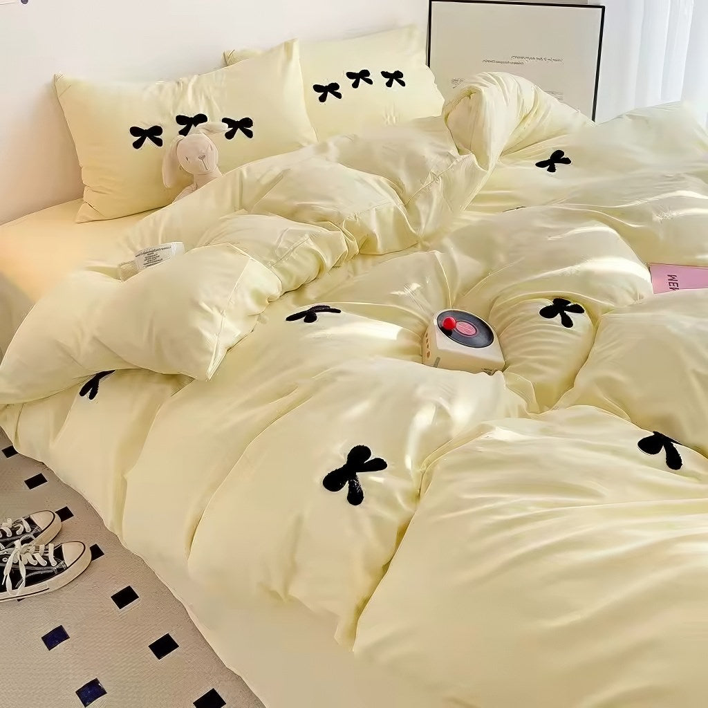 Embroidered Bows Bedding Set — Soft-Touch Cotton Duvet & Pillowcases — Lifestyle 7
