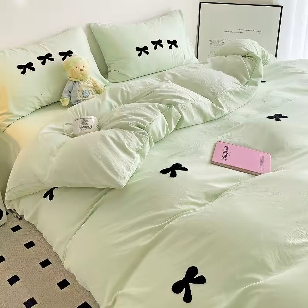 Embroidered Bows Bedding Set — Soft-Touch Cotton Duvet & Pillowcases — Lifestyle 8