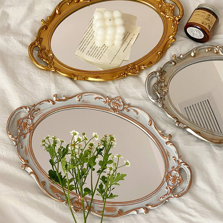 Vintage Mirrored Oval Tray — Considered Home Styling — Front view