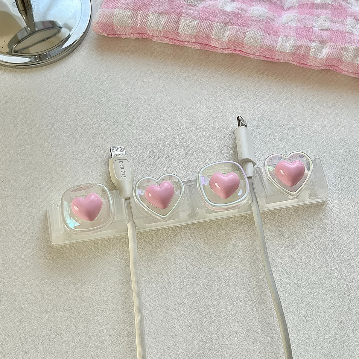 Pink Hearts Cable Holder — Considered Home Styling