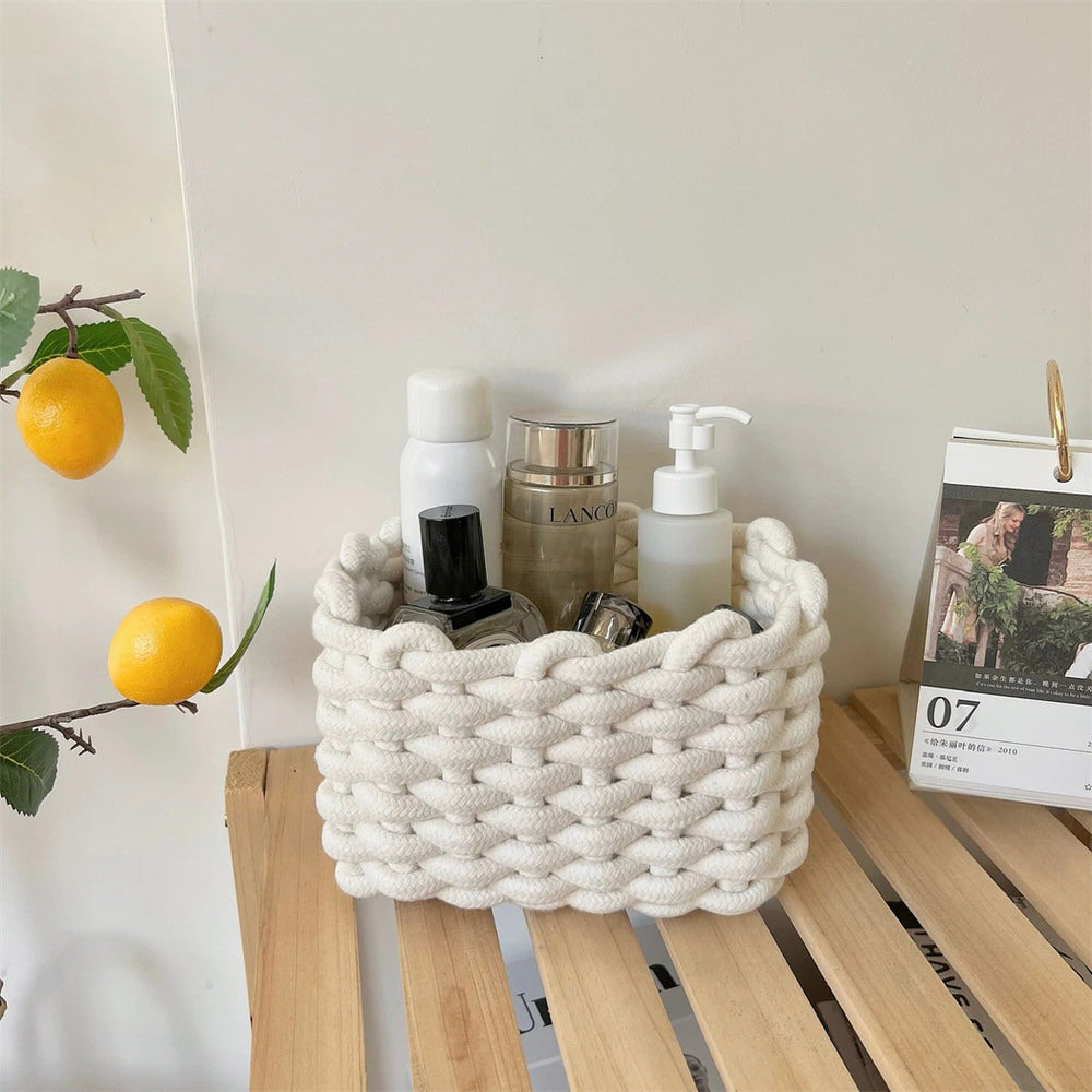 Cotton Rope Woven Desk Storage Basket — Lifestyle 2