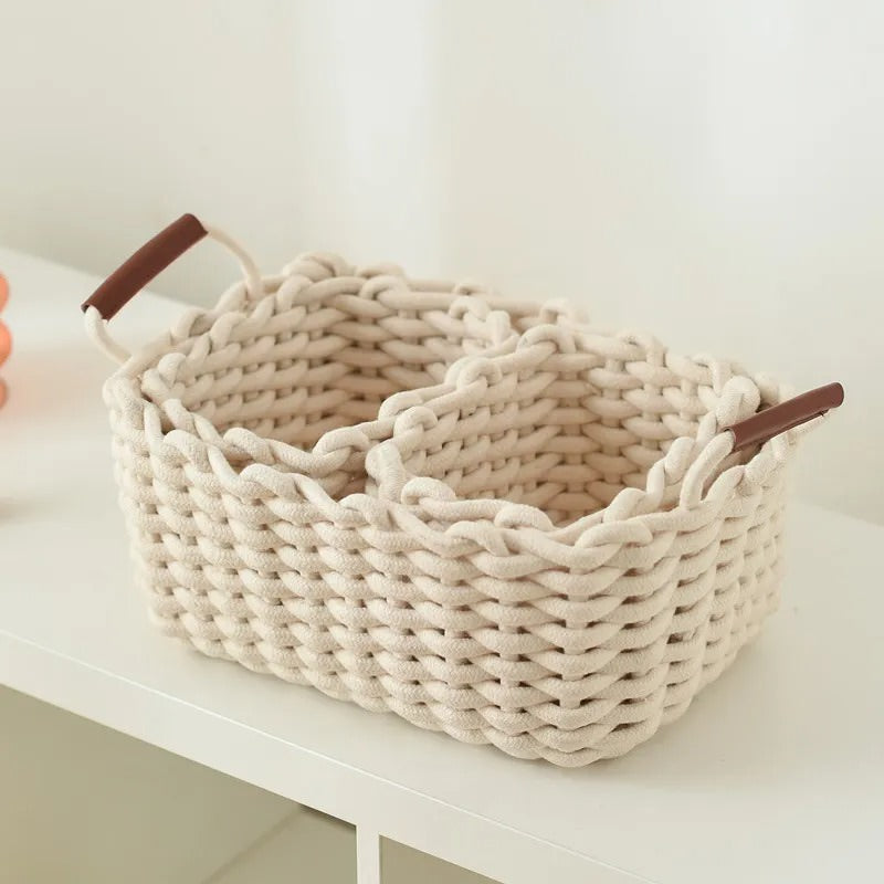 Cotton Rope Woven Desk Storage Basket — Lifestyle 3
