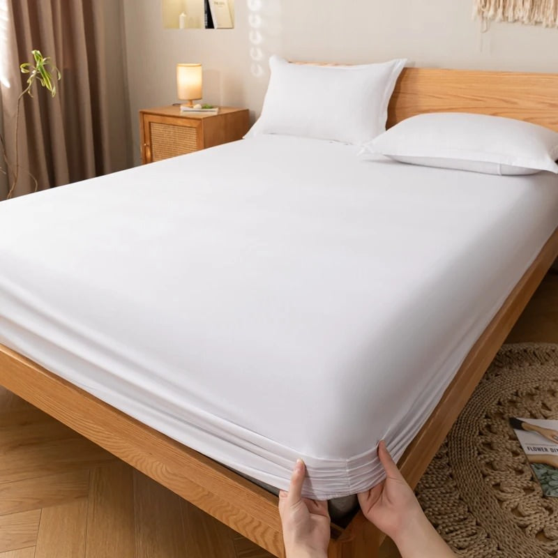Cotton Fitted Sheet — Solid-Tone Basics for Layered Beds — Lifestyle 6