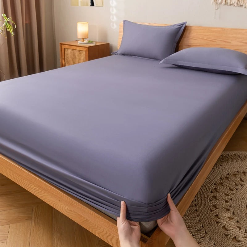Solid Color Simple Cotton Fitted Sheet — Lifestyle 8