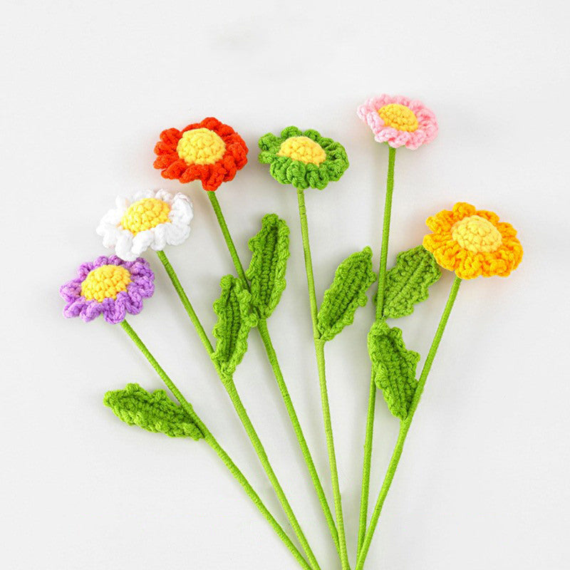 Crochet Daisy Flowers — Soft Plush Companion for Desk and Bedroom — Front view