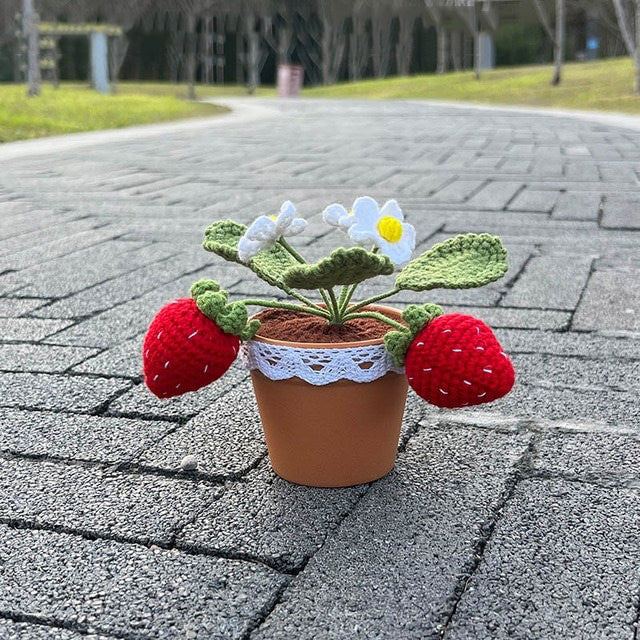 Crochet Potted Strawberry Bush — Soft Plush Companion for Desk and Bedroom — Lifestyle 5