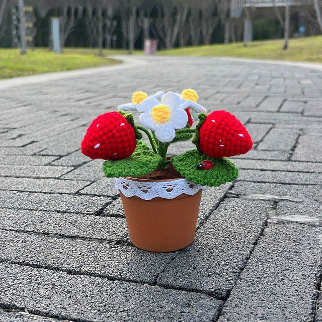 Crochet Potted Strawberry Bush — Soft Plush Companion for Desk and Bedroom — Lifestyle 6