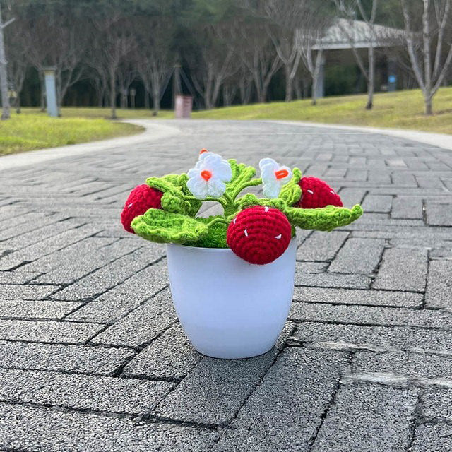 Crochet Potted Strawberry Bush — Soft Plush Companion for Desk and Bedroom — Lifestyle 7