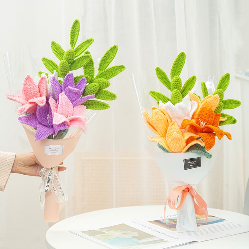 Crochet Lily Flowers — Soft Plush Companion for Desk and Bedroom — Lifestyle 1