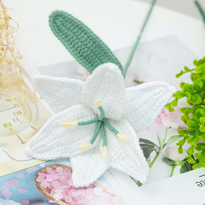 Crochet Lily Flowers — Soft Plush Companion for Desk and Bedroom — Lifestyle 2