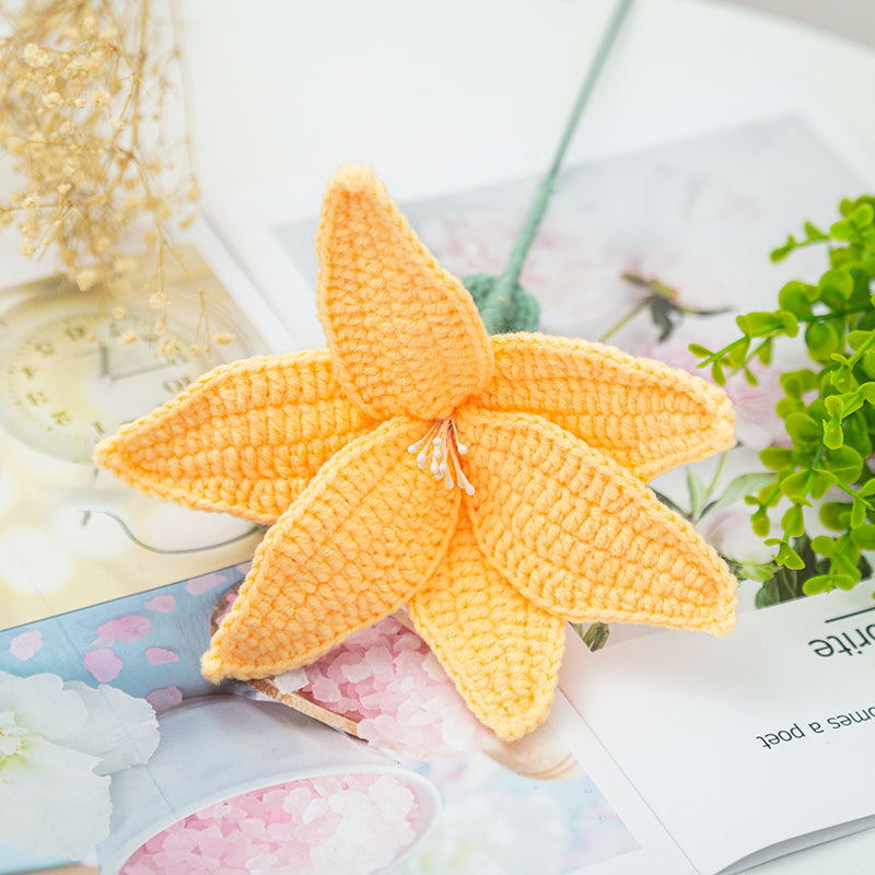 Crochet Lily Flowers — Soft Plush Companion for Desk and Bedroom — Lifestyle 3