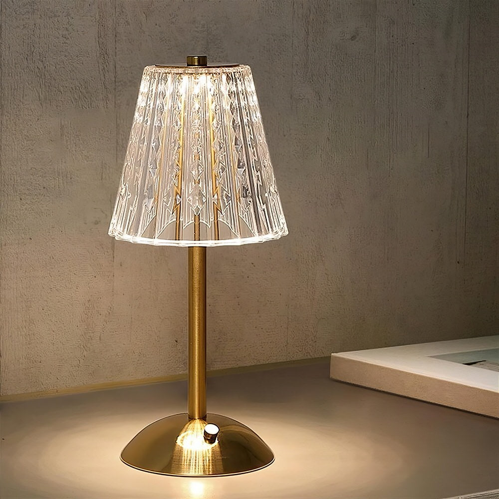 Crystal Shade Table Lamp — Dimmable Brass Finish for Bedside Lighting — Lifestyle 4