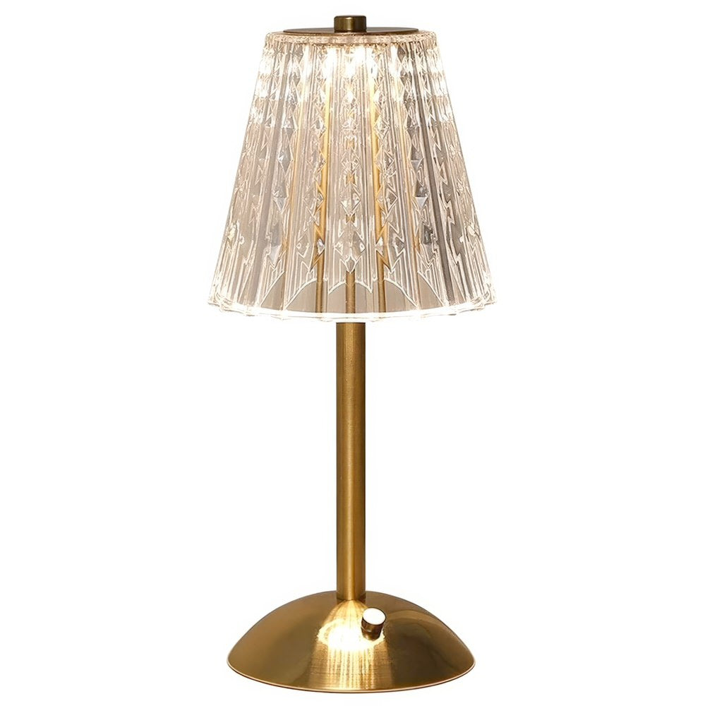 Crystal Shade Table Lamp — Dimmable Brass Finish for Bedside Lighting — Front view