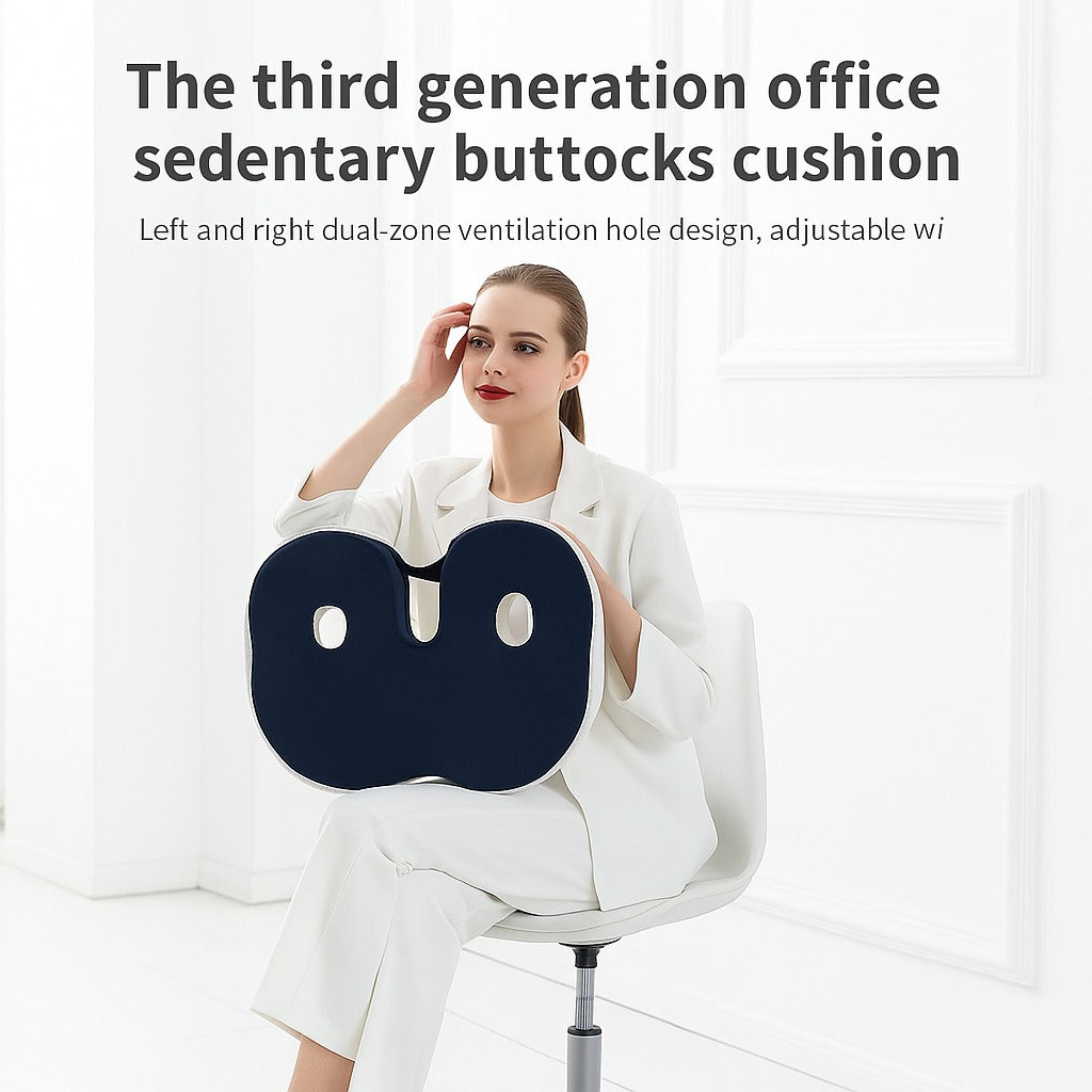 Ergonomic Adjustable Memory Foam Sit Bone Relief Seat Cushion for All-Day Comfort and Support