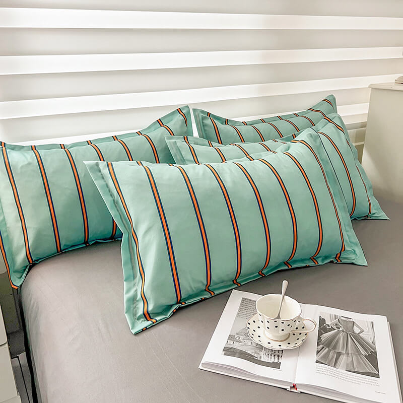 Turquoise Striped Bedding Set — Soft-Touch Cotton Duvet & Pillowcases — Lifestyle 1