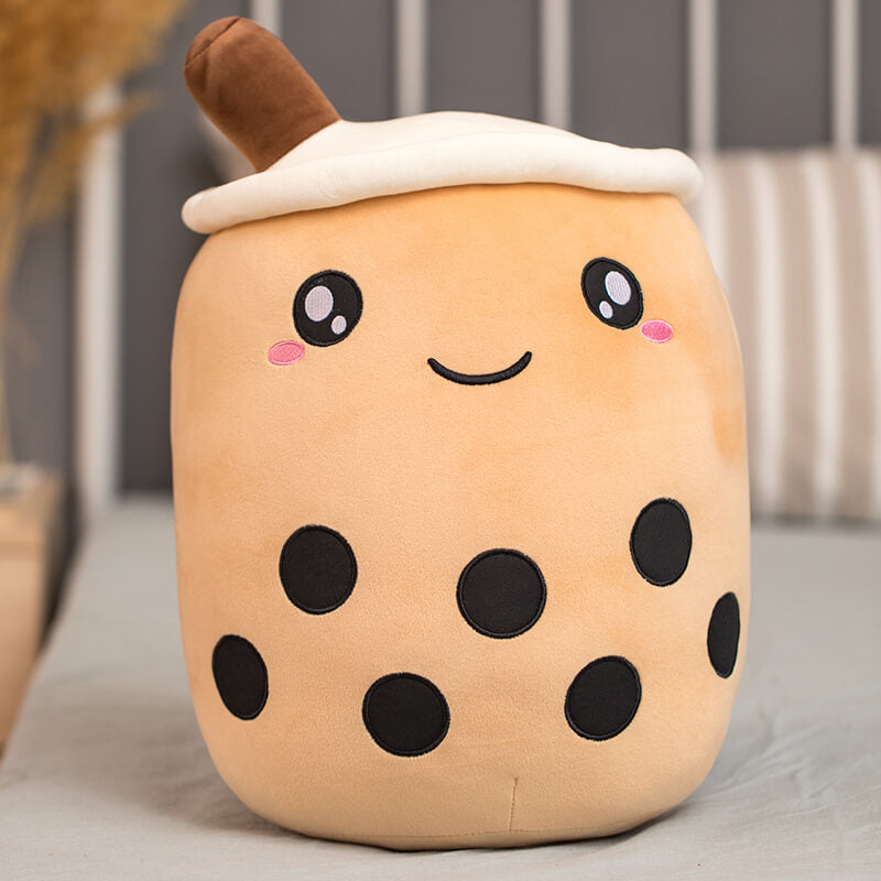 Bubble Tea Plush Toy — Soft Textured Pillow for Bedroom Layering — Detail