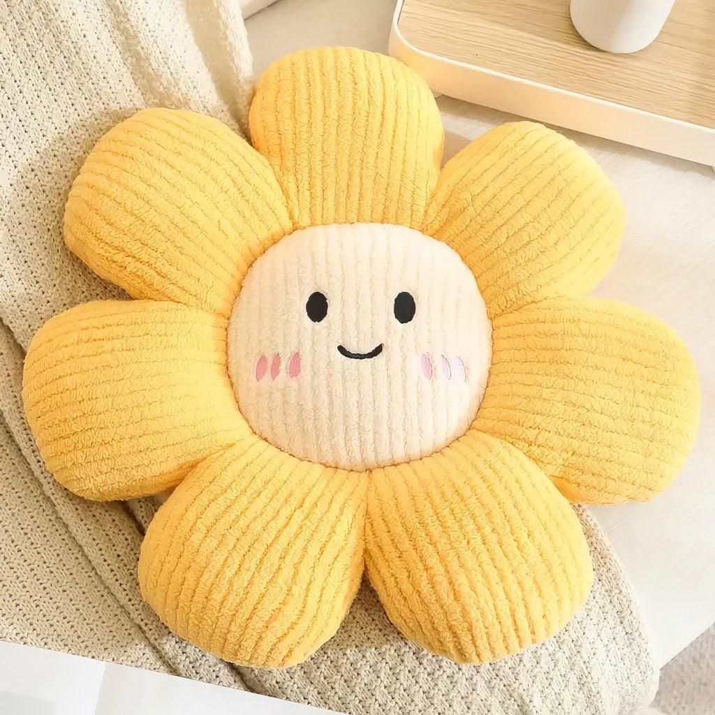 Daisy Flower Throw Pillow — Soft Textured Pillow for Bedroom Layering — Lifestyle 5