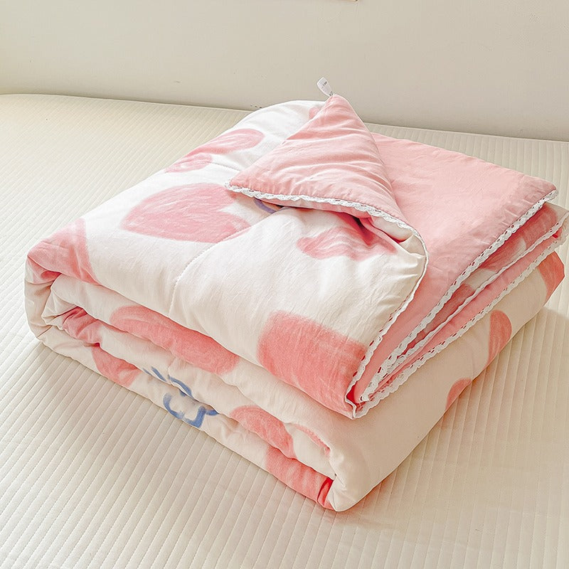 Pink Heart Quilt — Soft Print Bedspread for the Bedroom — Lifestyle 5