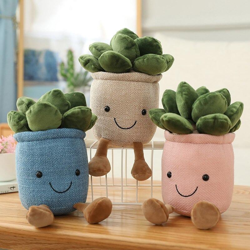 Potted Succulent Plushies — Soft Decorative Pillows for Shelves — Lifestyle 3