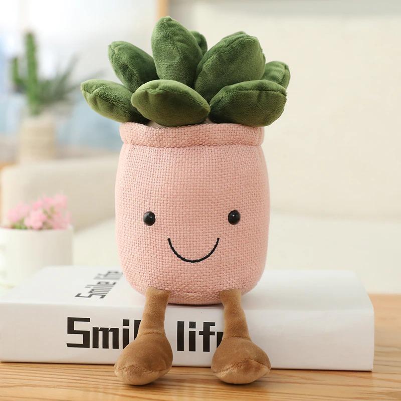 Potted Succulent Plushies — Soft Decorative Pillows for Shelves — Lifestyle 1