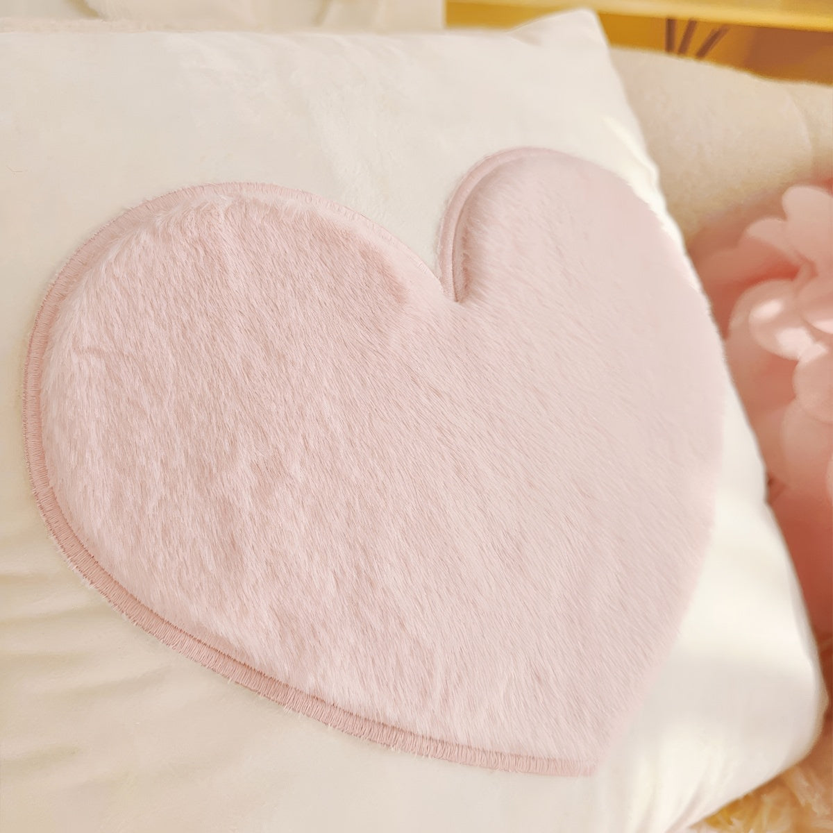Pink Plush Hearts Cushion Cover — Lifestyle 6